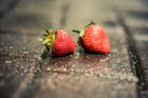 Strawberries on floor